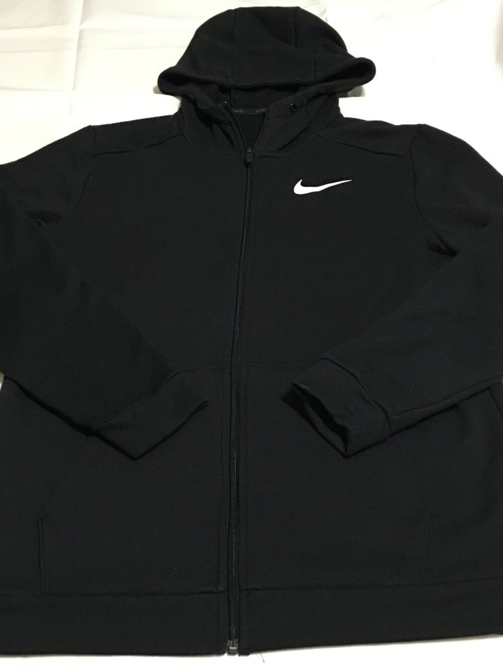 Nike Dri Fit Mens Black Full Zip Hoodie Athletic Performance Medium